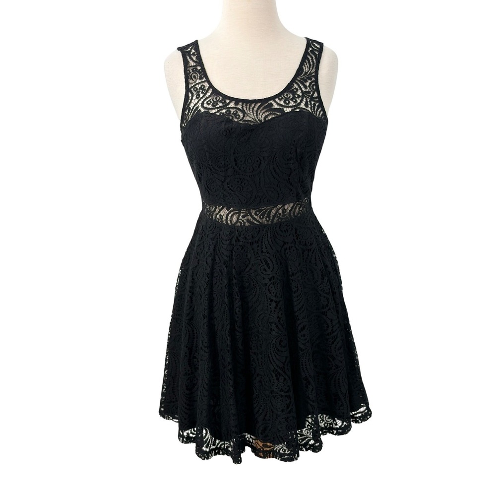 NWT American Rag Cie Womens Black Lace Fit and Flare Dress Sleeveless Size M